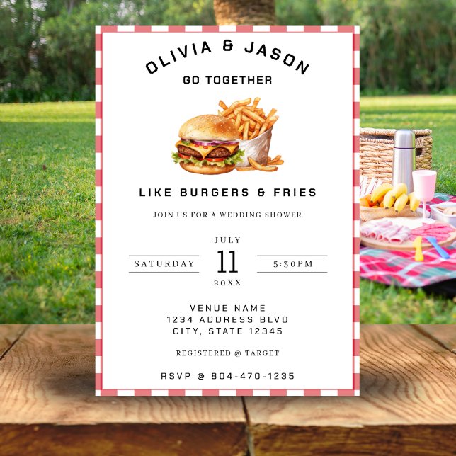 Burgers & Fries Picnic Wedding Shower Invitation (Creator Uploaded)