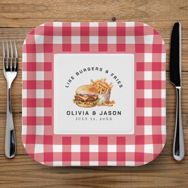 Burgers & Fries Picnic Wedding Shower Paper Plate (Burgers & Fries Picnic Wedding Shower Paper Plates
)