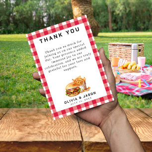 Burgers & Fries Picnic Wedding Shower Thank You Card