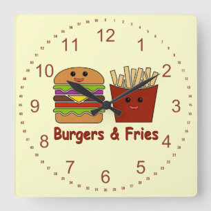Burgers & Fries Square Wall Clock