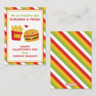 Burgers & Fries Valentine's Classroom Cards