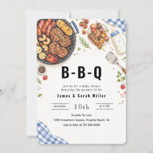 Burgers Grill Cookout Baby Q Baby Shower Invitation