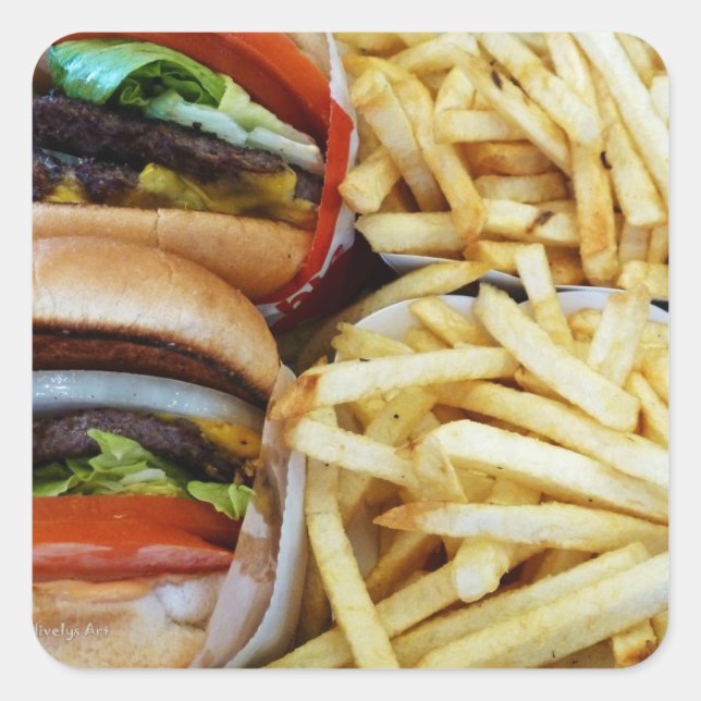 Burgers n Fries Square Sticker (Front)