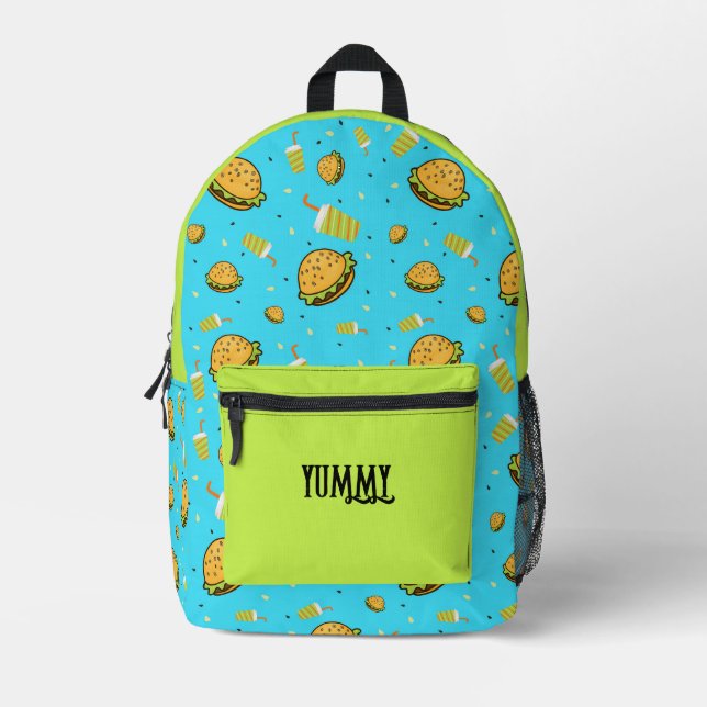 Burgers pattern printed backpack (Front)
