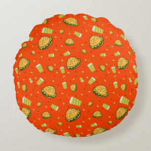 Burgers pattern round cushion