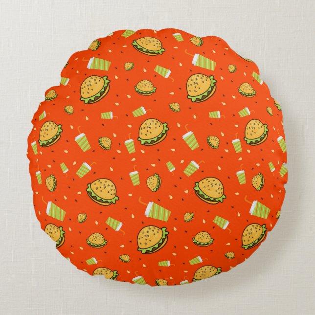 Burgers pattern round cushion (Front)