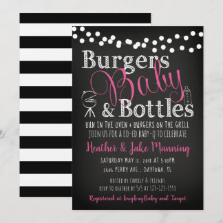 Burgers Pink Bottles, Girl Baby Shower Invitation