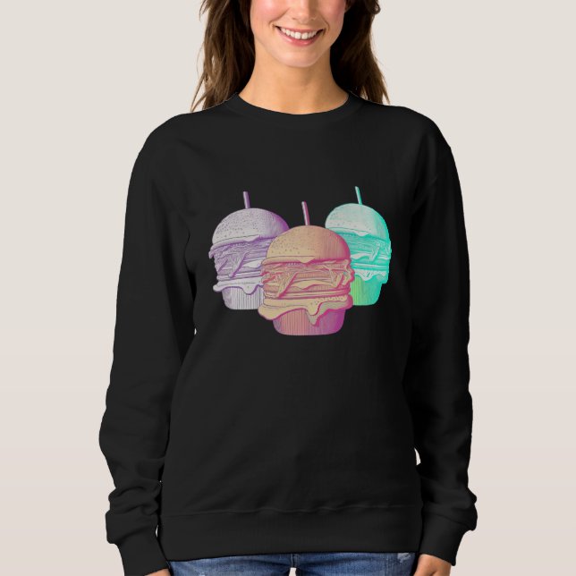 Burgers Vaporwave Retrowave Aesthetic Sweatshirt (Front)