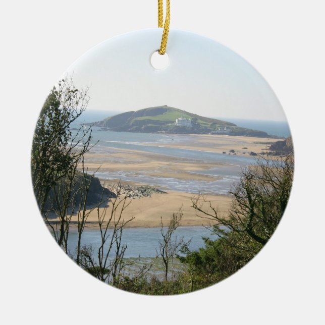 Burgh Island Ceramic Tree Decoration (Front)