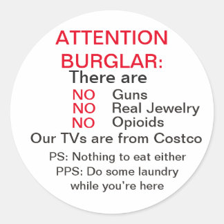 Burglar warning sticker funny