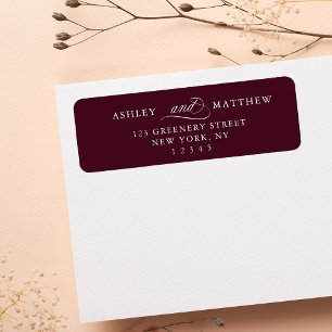 Burgund Romantic Swirly Calligraphy Return Address Label