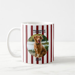 Burgundry Striped Personalised Dog Mum Coffee Mug