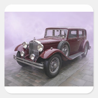 Burgundy 1930's Luxury Sedan Square Sticker