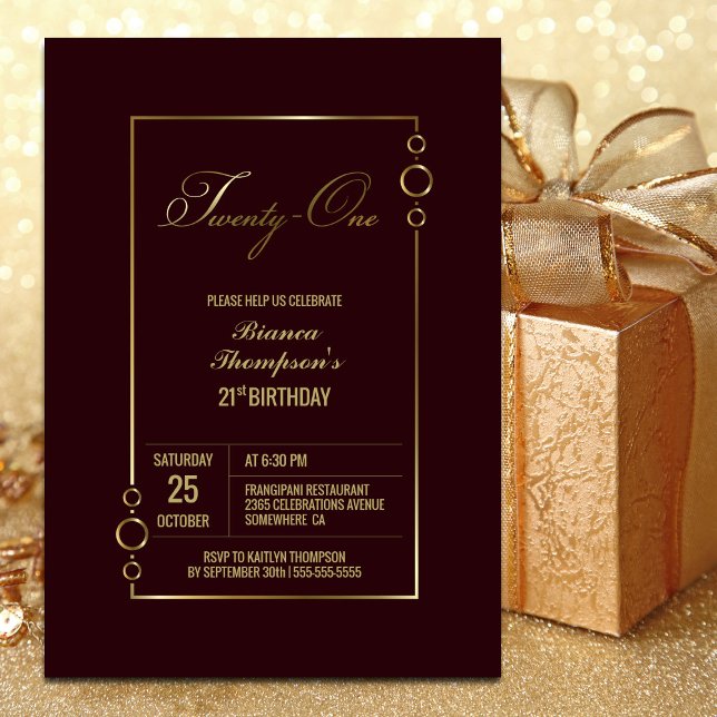 Burgundy 21st Birthday Party Invitation (Creator Uploaded)