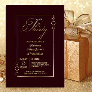 Burgundy 30th Birthday Party Invitation