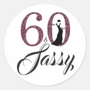 Burgundy 60 and Sassy Typography 60th Birthday Classic Round Sticker