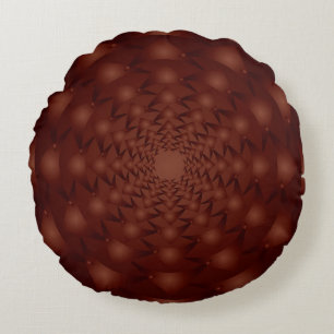 Burgundy abstract pattern. Traditional ornaments.  Round Cushion