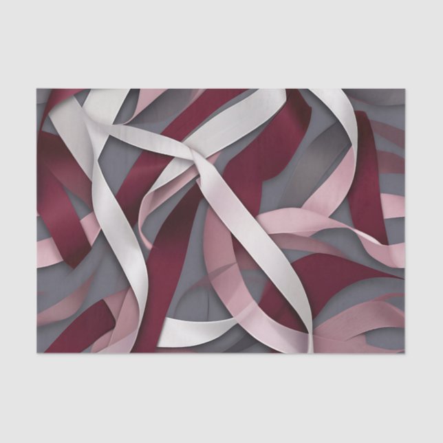 Burgundy Abstract Ribbon Tissue Paper (Front)