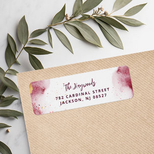 Burgundy Abstract Watercolor Return Address Label
