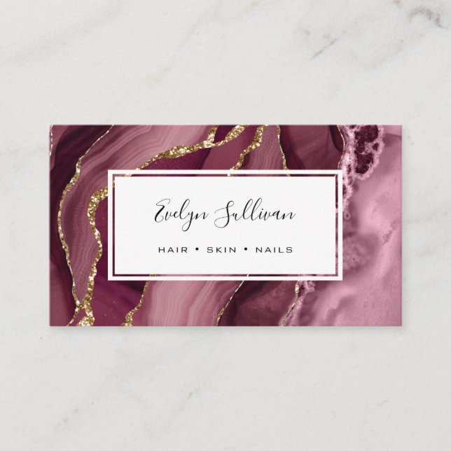 burgundy agate business card (Front)