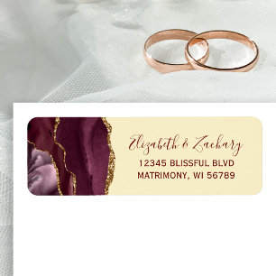 Burgundy Agate Butter Yellow Return Address Label