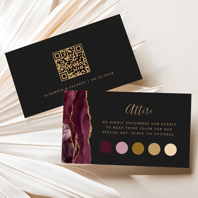 Burgundy Agate Dark Wedding Attire Dress Code Enclosure Card (Creator Uploaded)