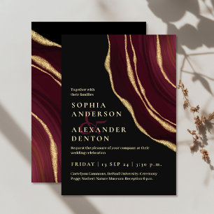 Burgundy agate dark wedding invitation
