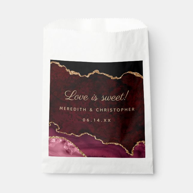 Burgundy Agate Wedding Favour Bag (Front)