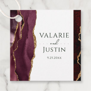 Burgundy Agate Wedding Names Thank You  Favour Tag