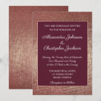 Burgundy amd Rose Gold Foil Fabric Wedding