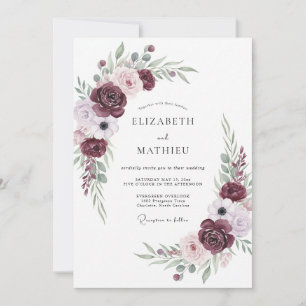 Burgundy Amethyst Bloom Flourish Wedding Invitation