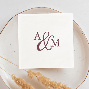 Burgundy Ampersand Monogram Wedding Napkin