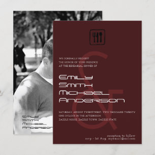 Burgundy AMPERSAND Rehearsal Dinner PHOTO Invites