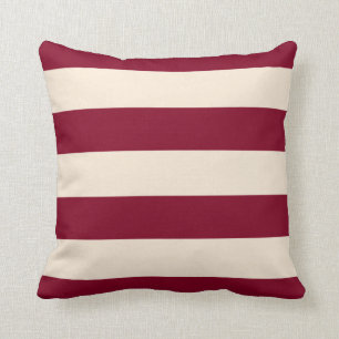 Burgundy and Antique White Stripes Cushion