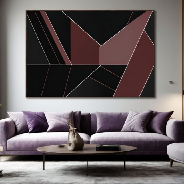 Burgundy and Black Abstract Geometry Poster (Creator Uploaded)