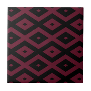 Burgundy and black diamond pattern ceramic tile