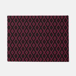 Burgundy and black diamond pattern doormat