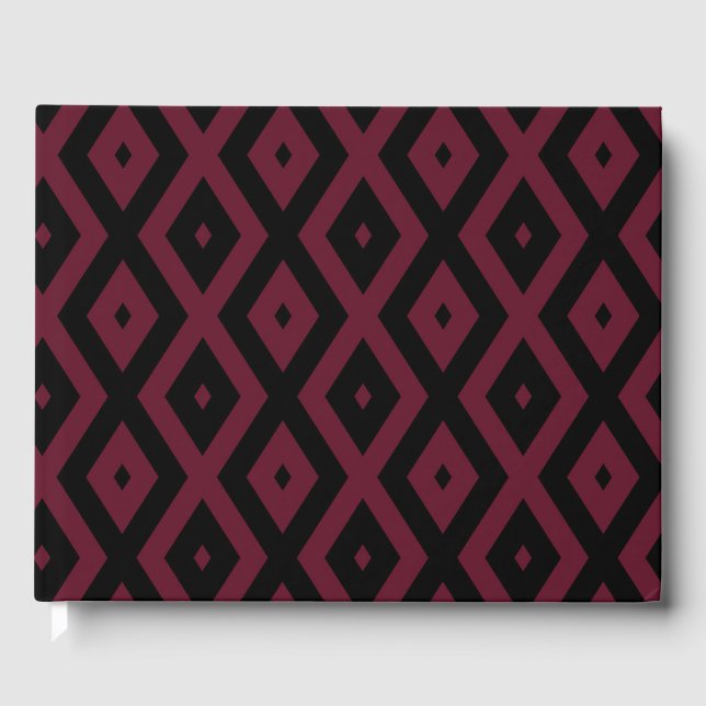 Burgundy and black diamond pattern guest book (Front)