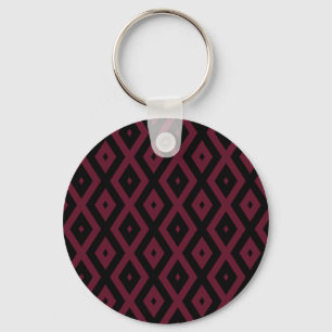 Burgundy and black diamond pattern key ring
