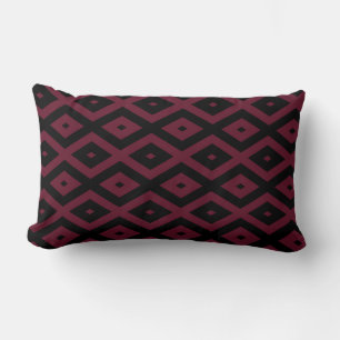 Burgundy and black diamond pattern lumbar cushion
