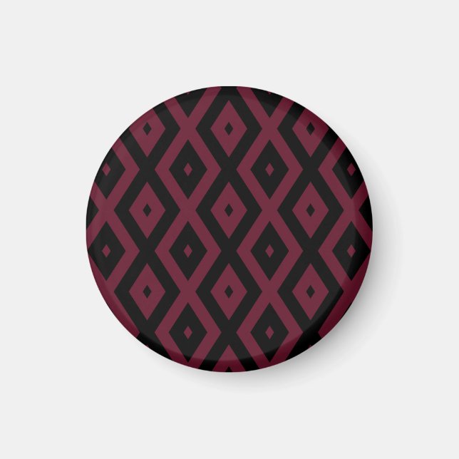 Burgundy and black diamond pattern magnet (Front)