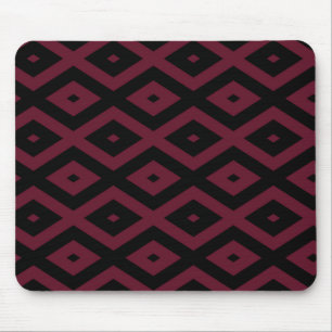 Burgundy and black diamond pattern mouse pad