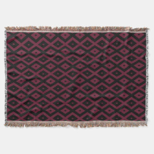 Burgundy and black diamond pattern throw blanket
