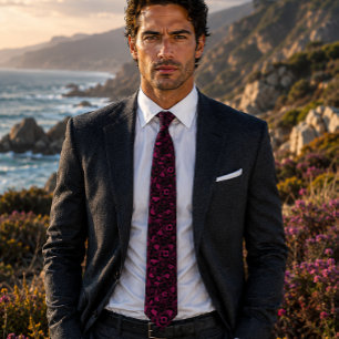 Burgundy and Black Leopard Print Tie