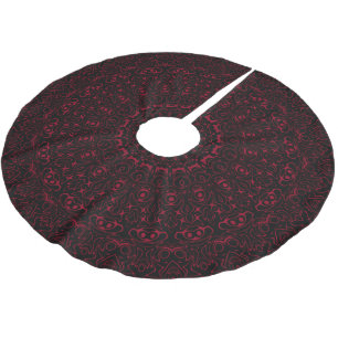 Burgundy and Black Mandala Kaleidoscope Medallion  Brushed Polyester Tree Skirt
