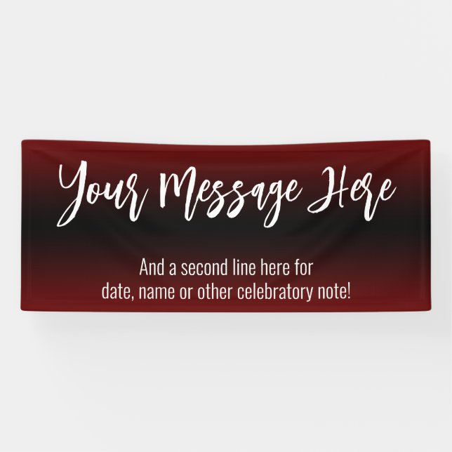 Burgundy and Black Ombre Add Your Custom Text Banner (Horizontal)