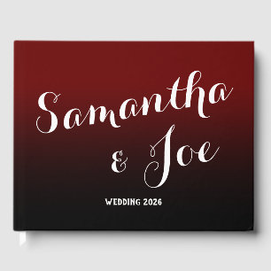 Burgundy and Black Ombre Wedding Guest Book