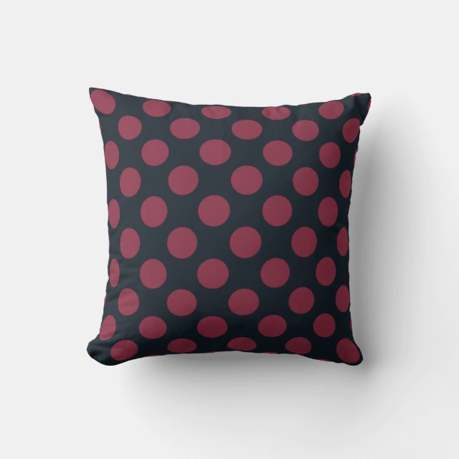 Burgundy and Black Polka Dot Cushion (Front)