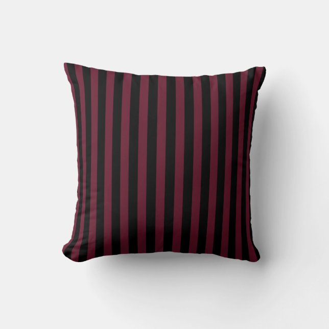 Burgundy and black stripes cushion (Front)