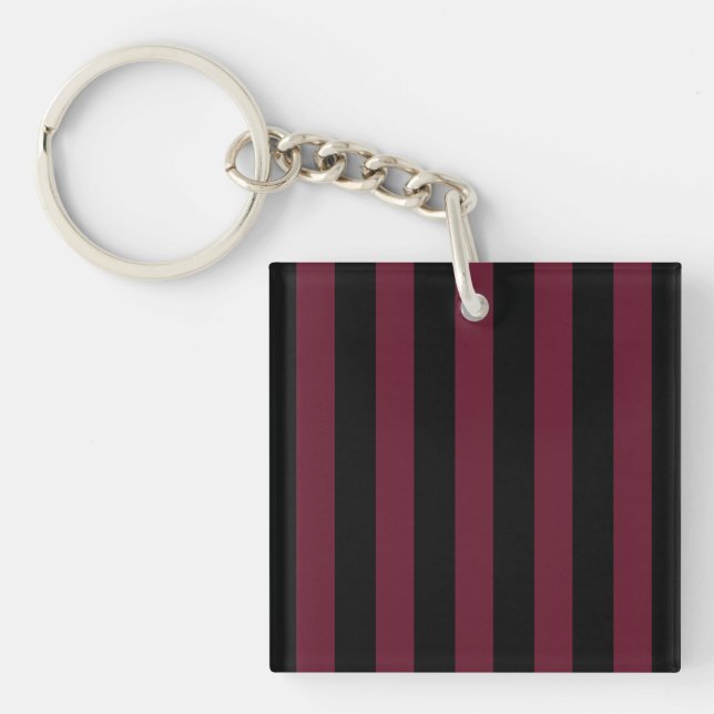 Burgundy and black stripes key ring (Front)